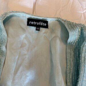 Retrofete Robe Blue Sequin Mini Dress Size XS